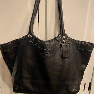 Large Black Leather Coach Handbag